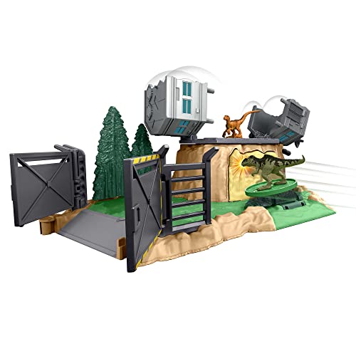 Jurassic World HFF12 - Dominion Minis Giganotosaurus Spielset mit 2 Mini-Dinosaurier-Figuren, mehrere Spielbereiche, auseinanderbrechende Zerstörung, Dinosaurier Spielzeug ab 4 Jahren von Mattel