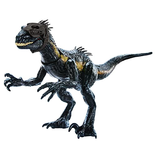 Mattel JURASSIC WORLD Track 'N Attack Indoraptor - Hybrid-Dinosaurier, schimmernde Details, Kopfbedeckung, Brüllgeräusche, Augmented Reality, für Kinder ab 4 Jahren, HKY12 von Mattel