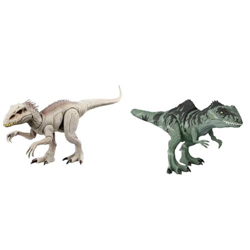 Jurassic World Indominus Rex - Interaktives Dinosaurier-Spielzeug mit Tarnfunktion und Kampfmodus & GYW86 - Strike 'n Roar Riesen-Dino Giganotosaurus Spielfigur von Jurassic World