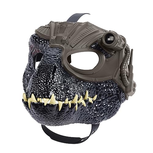 Mattel Jurassic World Indoraptor Dinosauriermaske mit Tracking-Ausrüstung, Licht und Geräuschen für Kostümrollenspiele HPH28, Grünlich-grau von Mattel