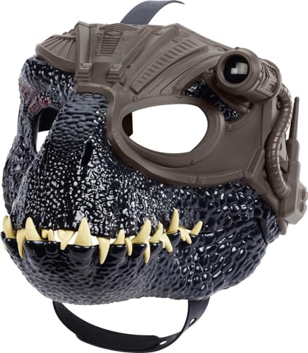 Mattel Jurassic World Indoraptor Dinosauriermaske mit Tracking-Ausrüstung, Licht und Geräuschen für Kostümrollenspiele HPH28, Grünlich-grau von Mattel