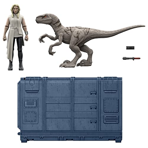 Jurassic World Käfig und Dinosaurier in Furie (9,5 cm) mit 1 exklusiven Soyona-Figur, 1 Atrociraptor-Figur und Spezialeinheit, Spielzeug für Kinder, ab 4 Jahren, HFG63 von Jurassic World