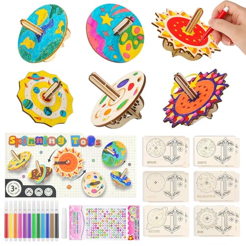 JurciCat 12 Stück Holzkreisel Bastelset Kinder Zum Bemalen und Basteln Für Mitgebsel Kindergeburtstag Farbige Stifte Glitzersticker Für DIY Kinder Malen Dekoration JurciCat 12 Stück Holzkreisel Bastelset Kinder Zum Bemalen und Basteln Für Mitgebsel Kindergeburtstag Farbige Stifte Glitzersticker Für DIY Kinder Malen Dekoration von JurciCat