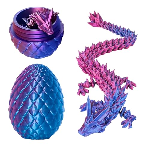 JurciCat 3D Gedrucktes Drachenei mit Drache Beweglicher Dragon Drachen Figuren für Weihnachten Ostern Geburtstag Karneval Erwachsene Kinder Geschenke Spielzeug(Lila) von JurciCat