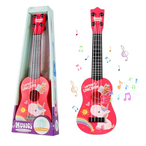 JurciCat 42cm Kindergitarre Musikspielzeug Gitarre Kinder Mit 4 verstellbaren Saiten Kinder Gitarre Ukulele Gitarre Spielzeug für Kleinkinder Anfänger Jungen Mädchen von JurciCat