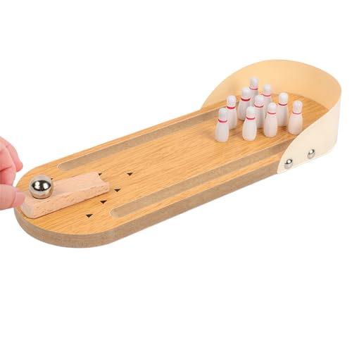 JurciCat Bowling Set Kinder Kegelspiel für Kinder Mini Bowlingbahn mit 10 Pins Mit Hölzernen Desktop Wichtelgeschenk für Erwachsene & Kinder ab 3 Jahre von JurciCat