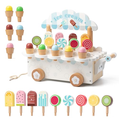 JurciCat Eisdiele Kinder Holz Rollenspiel Küchenzubehör Mit Aufbewahrung EIS Holz Spielzeug Für Kinder ab 3 Jahren Lernen Spielzeug Weihnachts Party Geburtstagsgeschenke (weiß JurciCat Eisdiele Kinder Holz Rollenspiel Küchenzubehör Mit Aufbewahrung EIS Holz Spielzeug Für Kinder ab 3 Jahren Lernen Spielzeug Weihnachts Party Geburtstagsgeschenke (weiß von JurciCat