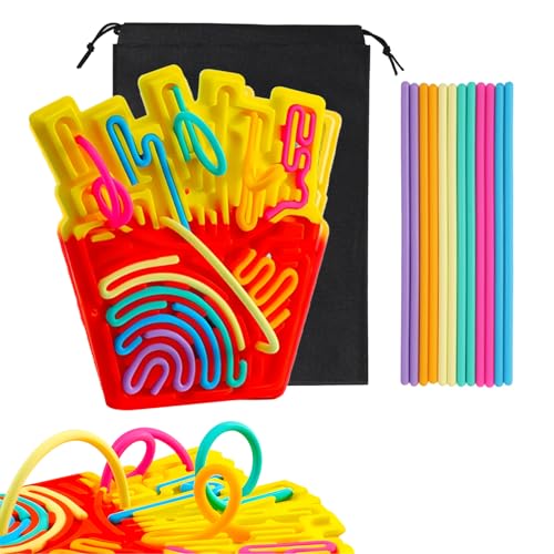 JurciCat Sensorik Activity Board Mit Reisetasche And12 Zubehör Schnüren Sensorisches Board Aus Silikon Doppelseitiges Sensorik Spielzeug Für Kinder ab 3 Jahr and Erwachsene Activity Spiel (farbig von JurciCat