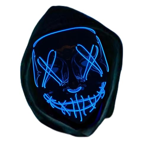 Jusduit Halloween Maske, LED Maske Halloween Purge Maske LED im Dunkeln Leuchtend,LED Purge Maske mit 3 Leuchtmodi Grusel Neon Maske für Halloween Karneval Partys Cosplay Kostüm Zubehör (Blue) von Jusduit