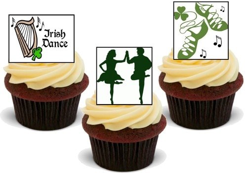 Irish Dance Mix - 12 essbare hochwertige stehende Waffeln Karte Kuchen Toppers Dekorationen, Irish Dance Mix - 12 Edible Stand Up Premium Wafer Card Cake Toppers Decorations von Just Party Supplies