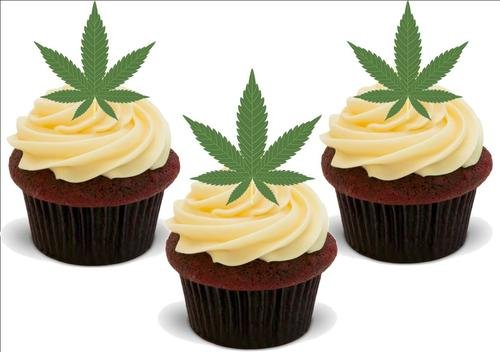 Marihuana Hash Blatt Gras -12 essbare hochwertige stehende Waffeln Kuchen Toppers, Marajuana Hash Leaf Grass - 12 Standup Premium Wafer Cake Toppers von Just Party Supplies