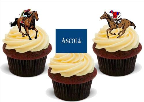 Racecourse Ascot Mix - 12 essbare hochwertige stehende Waffeln Karte Kuchen Toppers Dekorationen, Racecourse Ascot Mix - 12 Edible Stand Up Premium Wafer Card Cake Toppers Decorations von Just Party Supplies