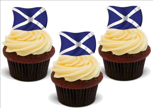 SCOTTISH FLAG SCHOTTLAND 12 essbare hochwertige stehende Waffeln Kuchen Toppers, SCOTTISH FLAG SCOTLAND 12 Standup Premium Wafer Cake Toppers von Just Party Supplies