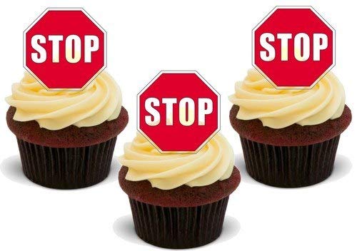 Stoppschild - 12 essbare hochwertige stehende Waffeln Karte Kuchen Toppers Dekorationen, Stop Sign - 12 Edible Stand Up Premium Wafer Card Cake Toppers Decorations Stoppschild - 12 essbare hochwertige stehende Waffeln Karte Kuchen Toppers Dekorationen, Stop Sign - 12 Edible Stand Up Premium Wafer Card Cake Toppers Decorations von Just Party Supplies