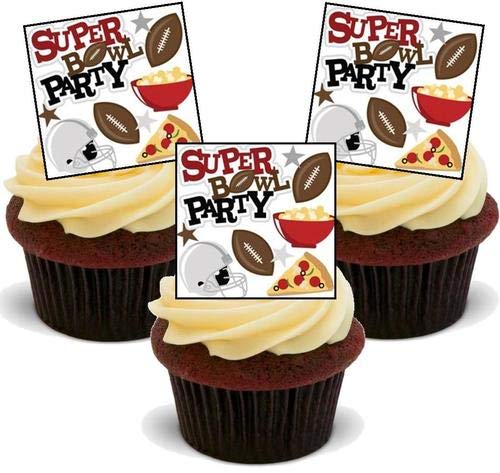 Super Bowl Party - 12 essbare hochwertige stehende Waffeln Karte Kuchen Toppers Dekorationen, Super Bowl Party - 12 Edible Stand Up Premium Wafer Card Cake Toppers Decorations von Just Party Supplies