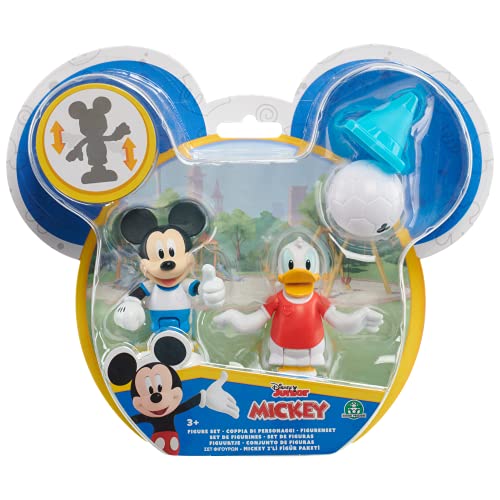 Just Play 38761 Disney Junior Minnie bewegliche Sammelfiguren Spielset mit Fussball und Kegel 2-Pack Mickey Mouse und Donald Duck im Fussballtrikot Soccer-Set 5cm, ab 3 Jahren, Mehrfarbig von Just Play