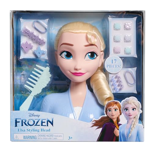 Just Play Disney Frozen 2 ELSA die Schneekönigin Frisierkopf Deluxe 20cm mit 14 Zubehörteilen für Styling-Spaß, ab 3 Jahren, 26.04 von Just Play