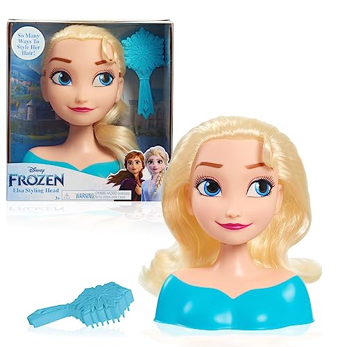 Just Play 87490-JP Disney Frozen Frisierkopf ELSA Mini 14cm mit Haarbürste für Styling-Spaß, ab 3 Jahren, Black von Disney