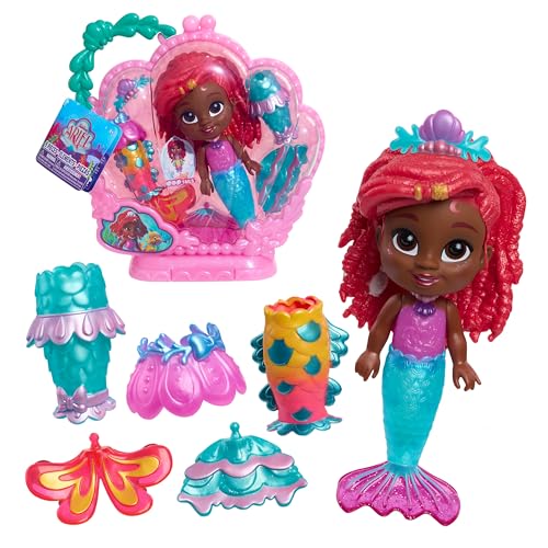 Just Play Disney Junior Arielle Meerjungfrau Spielfigur mit Wechseloutfits, 19 cm groß, mit Zubehör, 9-teilig, Kinderspielzeug ab 3 Jahren von Just Play