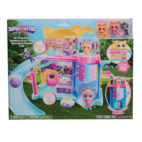 Just Play Disney Junior SuperKitties Purr ‘N’ Play-Spielset, 51 cm groß, mit Licht- und Soundeffekten, 10-teilig, Kinderspielzeug ab 3 Jahren von Just Play