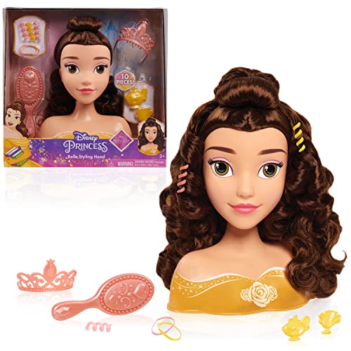 Just Play Disney Princess Belle Styling Head, Brown Hair, 10 Piece Pretend Play Set, Beauty and The Beast, Kids Toys for Ages 3 Up by von Just Play