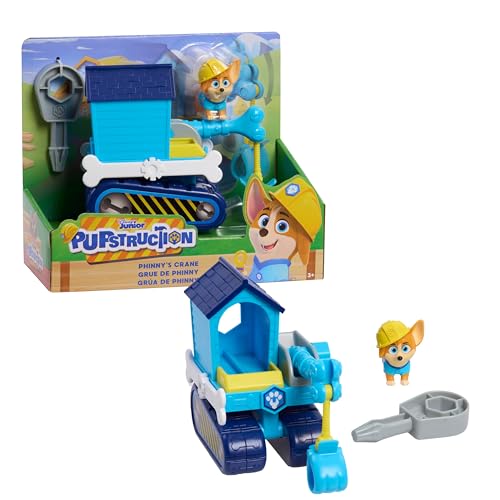 Just Play Disney Junior Pupstruction Phinny's Crane 3-teiliges Figuren- und Fahrzeug-Set, blau, Hund, Kinderspielzeug ab 3 Jahren von Just Play