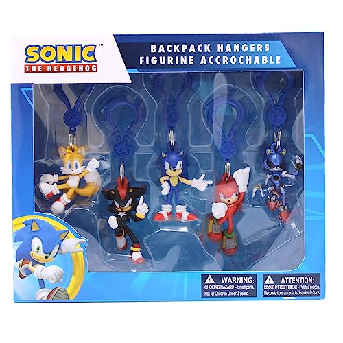 Sonic The Hedgehog Rucksack-Aufhänger, Serie 3, Sammlerbox, 5er-Pack: Rucksack-Schlüsselanhänger, Spielzeug, Partygeschenk und Fidget-Spielzeug für Kinder, ganze Serie 3 Set mit Sonic The Hedgehog von Just Toys LLC