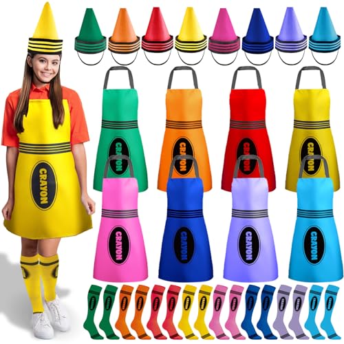 24-teiliges Buntstift-Kostüm, farbige Buntstifte, Schürze, lustige Zwergenkegel, Hüte und Oberschenkelhohe Socken, Buntstifte, Kostüm-Set für Erwachsene, Herren, Damen, Familie, lustiges Outfit 24-teiliges Buntstift-Kostüm, farbige Buntstifte, Schürze, lustige Zwergenkegel, Hüte und Oberschenkelhohe Socken, Buntstifte, Kostüm-Set für Erwachsene, Herren, Damen, Familie, lustiges Outfit von Justforjoyful