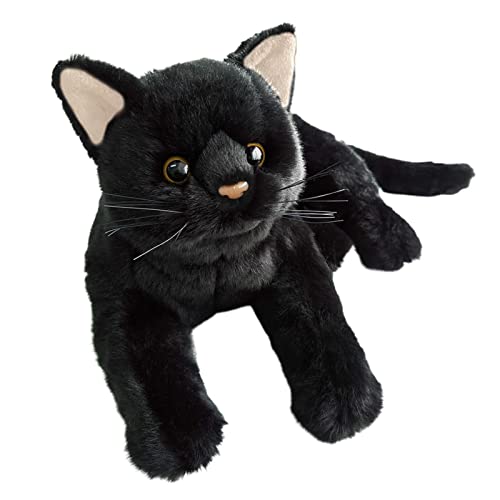 Schwarze Katze Kuscheltier | 12 '' Schwarze Katze Plüschtiere | Simulation Katze Kuscheltier Kissen für Kinder | Niedliches Plüsch-Kätzchen-Kuscheltier für Mädchen und Jungen, Geburtstagsgeschenke von Juzinqu