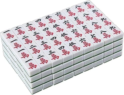 JvFbjLF Mah-Jong-Reiseset, chinesisches Mahjong, nummeriert, 144 Steine, Mahjong-Set, tragbar, Melamin, Mah-Jong(Blu,42#) von JvFbjLF