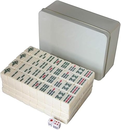 JvFbjLF Mahjong 20 mm Emerald Mini Mahjong Reise-Mahjong-Spielset, einschließlich 144 Spielsteinen mit Eisenbox-Mahjong-Spielsteinen(Beige) von JvFbjLF