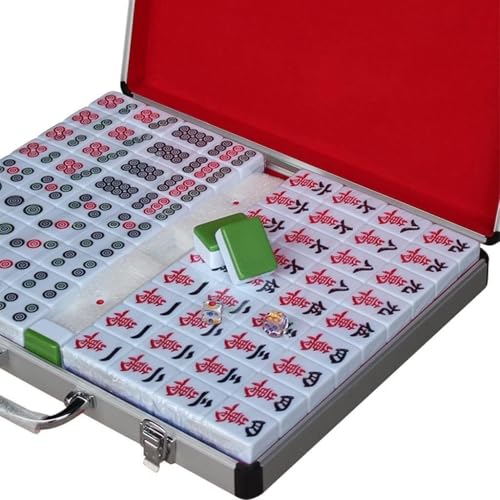 JvFbjLF Mahjong Klassisches chinesisches Mahjong-Spiel mit 144 gravierten Steinen, Unterhaltung for den Haushalt, Hand-Mahjong(44#) von JvFbjLF