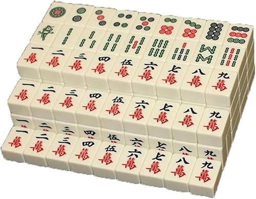 JvFbjLF Mahjong-Reiseset, chinesische Mahjong-Version, Spielset, tragbare Mahjong-Melaminsteine, 144 Steine von JvFbjLF