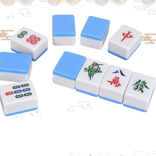 JvFbjLF Mahjong-Reiseset, neues chinesisches Mahjong-Set mit 144 Spielsteinen, klassisches Mahjong-Spielset, Mah-Jongg-Set, robust und langlebig(Blu,42#) von JvFbjLF