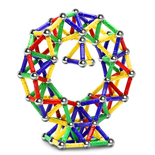 Jvchengxi 144 Stücke Magnetische Bausteine, Magnetische Stöcke Spielzeug, Magnet Lernspielzeug, 3D Puzzle Bauspielzeug Magnete Konstruktions Magnetblöcke, Stapelspielzeug-Set für Kinder und Erwachsene von Jvchengxi