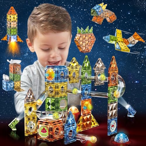 Jvchengxi Magnetische Bausteine 105 Teile Magnet Spielzeug Kinder Magnete Konstruktion Blöcke STEM Kreatives Magnetbausteine Montessori Lernspielzeug für Mädchen Jungen 3 4 5 6 7 8 9 10 Jahre Geschenk von Jvchengxi