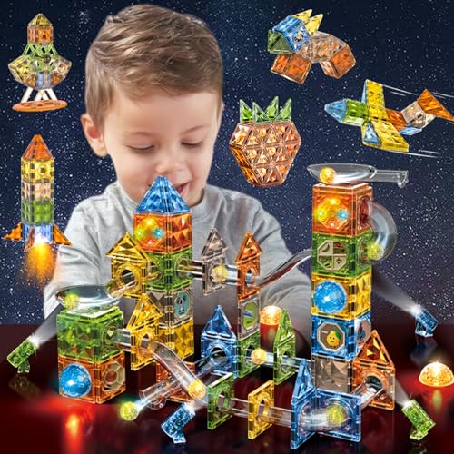 Jvchengxi Magnetische Bausteine 142 Teile Magnet Spielzeug Kinder Magnete Konstruktion Blöcke STEM Kreatives Magnetbausteine Montessori Lernspielzeug für Mädchen Jungen 3 4 5 6 7 8 9 10 Jahre Geschenk von Jvchengxi