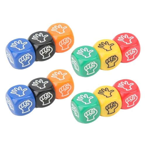 12 * Rock Paper Scissors Würfel, 12 Stück/Los D6 Würfel 6 Gesichter Würfel Tischspiel Würfel Acryl Würfel mit runder Kante D6 12 mm Würfel DND Würfel, Tischspiel Würfel für Erwachsene Ki von Jvjggag