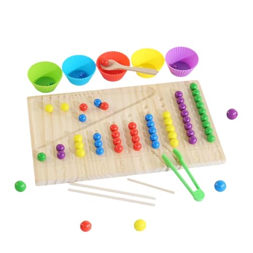 Bead Game, Board Game, Cognitive Bead Game, Bead Sorting Toy, Wooden Material Peg Board Design Bead Game Cognitive Toy Educational Enhances Problem-Solving Skills Stacking Game Counting Toy, Compact von Jvjggag