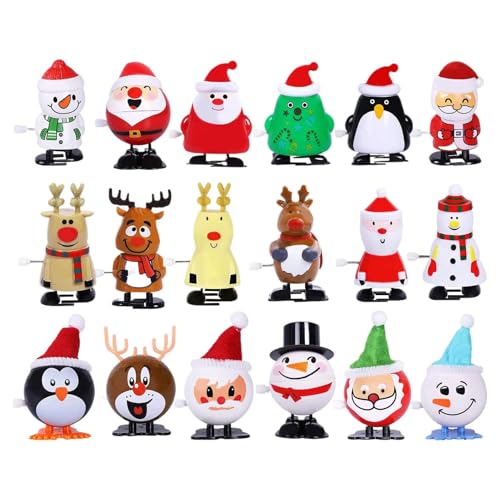 Christmas Wind-Up Toys, Wind Up Toys Bulk Set, Kids Christmas Toys, 18-Piece Stocking Stuffers with Interactive Christmas Characters, Holiday Goody Bag Fillers for Kids, Families, and Toy Collectors von Jvjggag