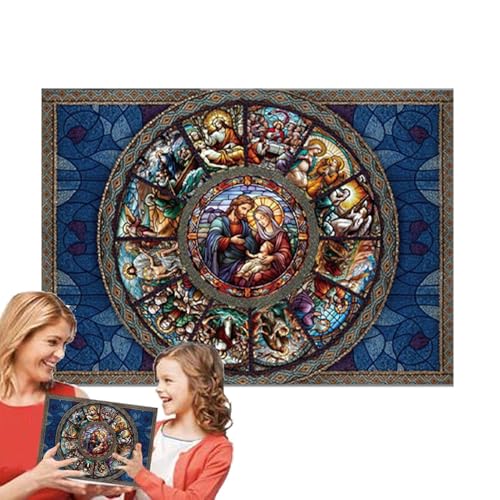 Countdown-Kalender-Puzzle, 1008 Teile, Weihnachts-Countdown-Jesus-Geschichte-Puzzlespielzeug, interaktives Eltern-Kind-Spielzeug für Kinderzimmer, Arbeitszimmer, aus Papier, 50 x 70 cm, 870 g von Jvjggag