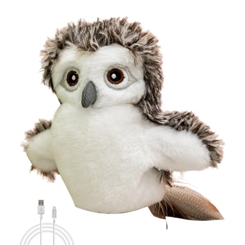 Cute Bird Toys, Snow Owl Toy with Bird Sound, Stuffed Animal, Kids Owl Toy, Interactive Plush Owl with Breathing Motion for Kids and Pets, USB Rechargeable, 3.74x3.15x3.15 Inches for Play and Cuddle von Jvjggag