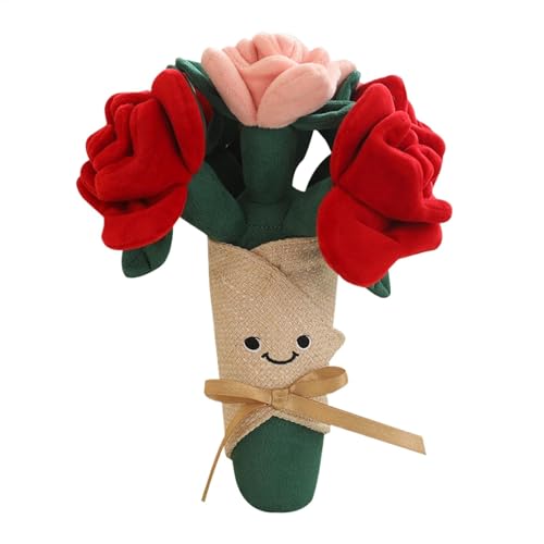 Flower Plush Toy, Plush Bouquet, Soft Velvet Rose Bouquet, Plush Doll Pillow, Decorative Floral Toy and Snuggly Flower Pillow, 11.02x3.94x3.94 Inches for Valentine's Day Weddings and Special Occasions von Jvjggag