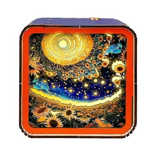 Interactive Puzzle, Wooden Puzzles threed Nightlight, Scenery Puzzle Nightlight, Wooden Puzzles Nightlight, Home Decoration for Bedroom, Living Room, Study, 3.74x3.74x1.97 inches von Jvjggag