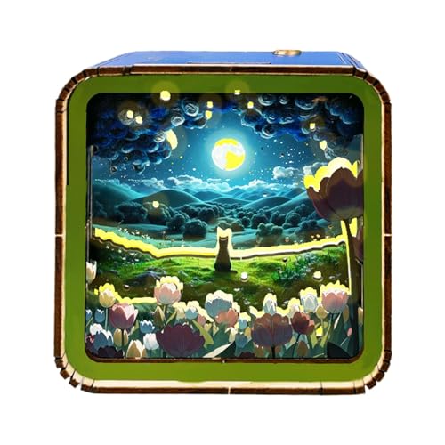 Interactive Puzzle, Wooden Puzzles threed Nightlight, Scenery Puzzle Nightlight, Wooden Puzzles Nightlight, Home Decoration for Bedroom, Living Room, Study, 3.74x3.74x1.97 inches von Jvjggag