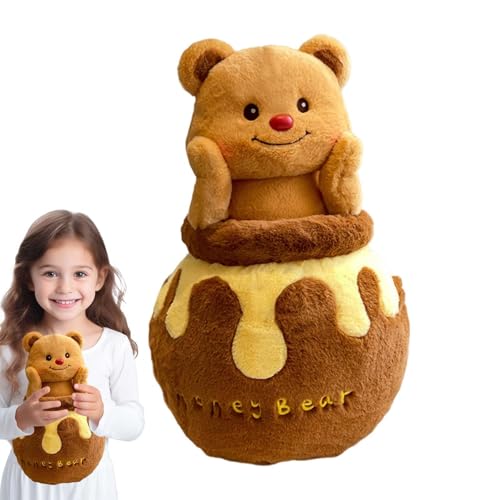 Jvjggag Bear Stuffed Doll, Throw Pillow with Honey Jar Design, Cute Plushies Decoration, Soft and Creative Toy for Home Car Decor von Jvjggag