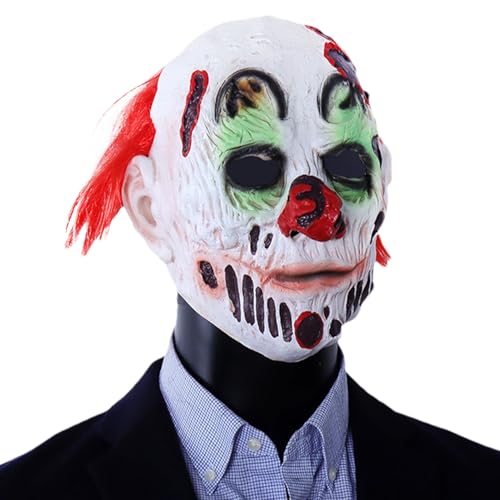 Jvjggag Face Shield Red Hair Horror Adult Masque Full Face Cover Costume Evil Face Cover Scary Props for Adults Role Playing von Jvjggag