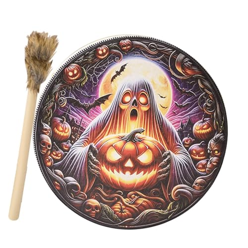 Jvjggag Handgefertigte Schamanentrommel, Handtrommel, Meditation Native Instrumente, Klangheiler Schamanische Trommeln, 10 Zoll Spirituelles Instrument Halloween Trommel, Geist Halloween von Jvjggag