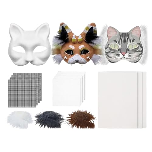 Jvjggag Katzen-Gesichtsabdeckungen Für Bastelarbeiten, Halloween Katzen-Gesicht Set Mit Netzhaar, Verkleidung Cosplay Zubehör für Erwachsene Kinder Haustierfans Fotoshootings Weihnachtsmaskerade Jvjggag Katzen-Gesichtsabdeckungen Für Bastelarbeiten, Halloween Katzen-Gesicht Set Mit Netzhaar, Verkleidung Cosplay Zubehör für Erwachsene Kinder Haustierfans Fotoshootings Weihnachtsmaskerade von Jvjggag