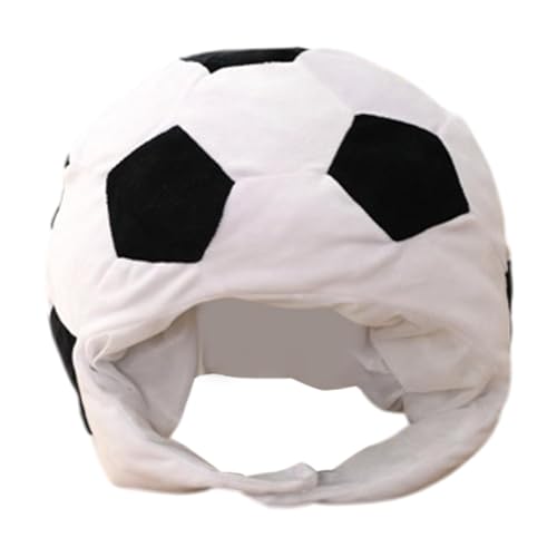 Jvjggag Plush Football Hat for Men and Women, Photo Props Warm Plush Sports Headgear Hat, Funny Novelty Toy, Cosplay Head Accessories, Soccer Ball Plush Costume Hat for Thanksgiving, Christmas von Jvjggag